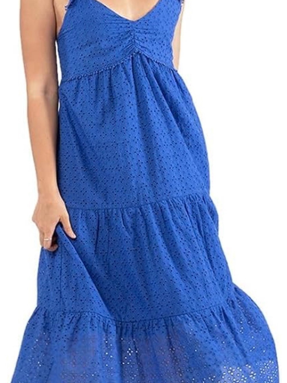 Royal Blue Eyelet Tiered Maxi Dress